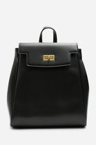 Premium Smooth Faux Leather Backpack Handbag in Black - Wholesale