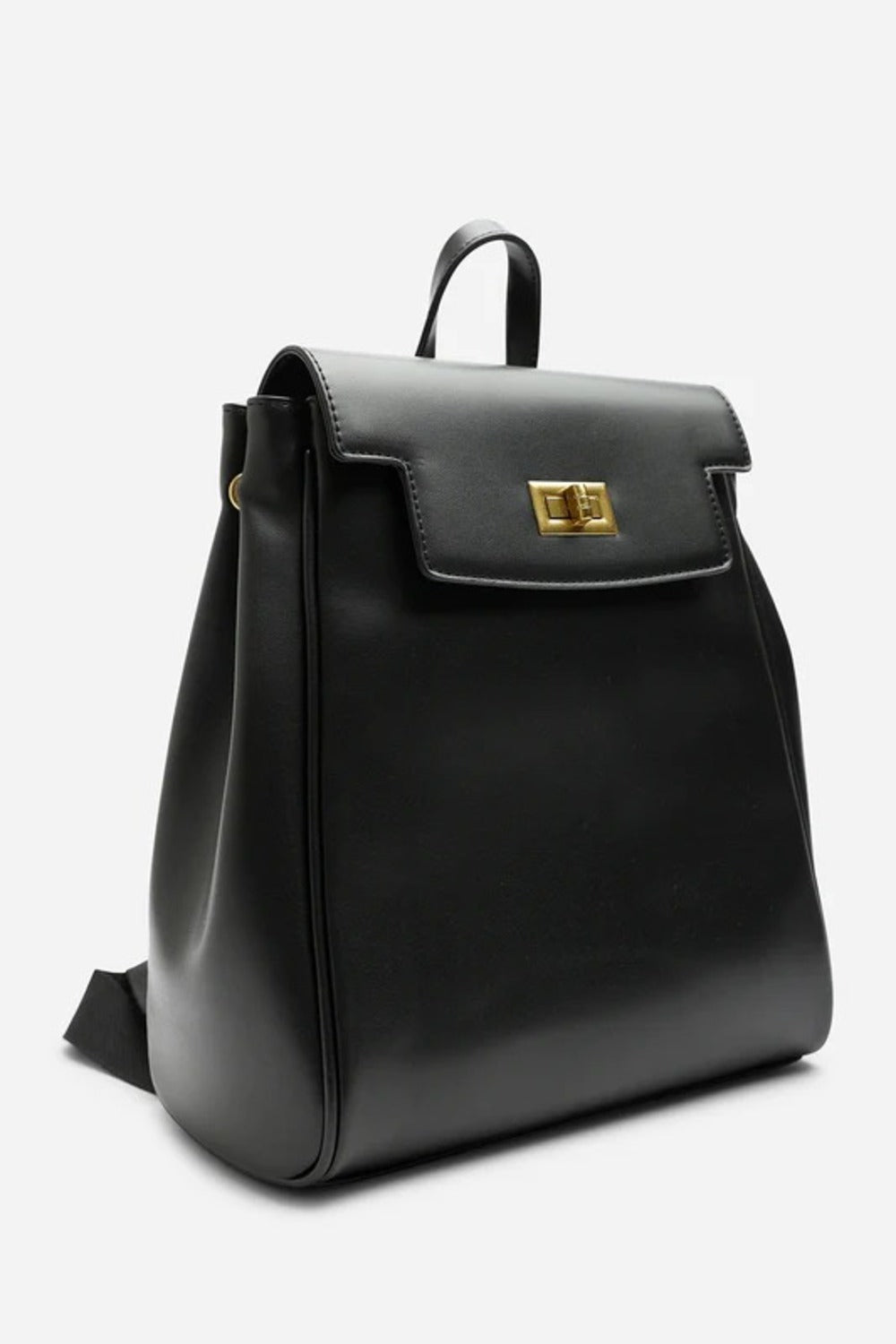 Premium Smooth Faux Leather Backpack Handbag in Black - Wholesale
