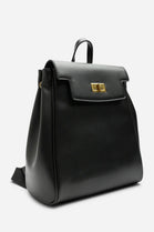 Premium Smooth Faux Leather Backpack Handbag in Black - Wholesale