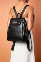 Premium Smooth Faux Leather Backpack Handbag in Black - Wholesale