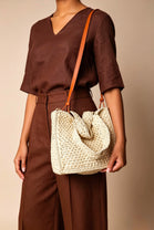 Woven Straw Tote Bag with Tan Strap – Wholesale Crossbody Bag
