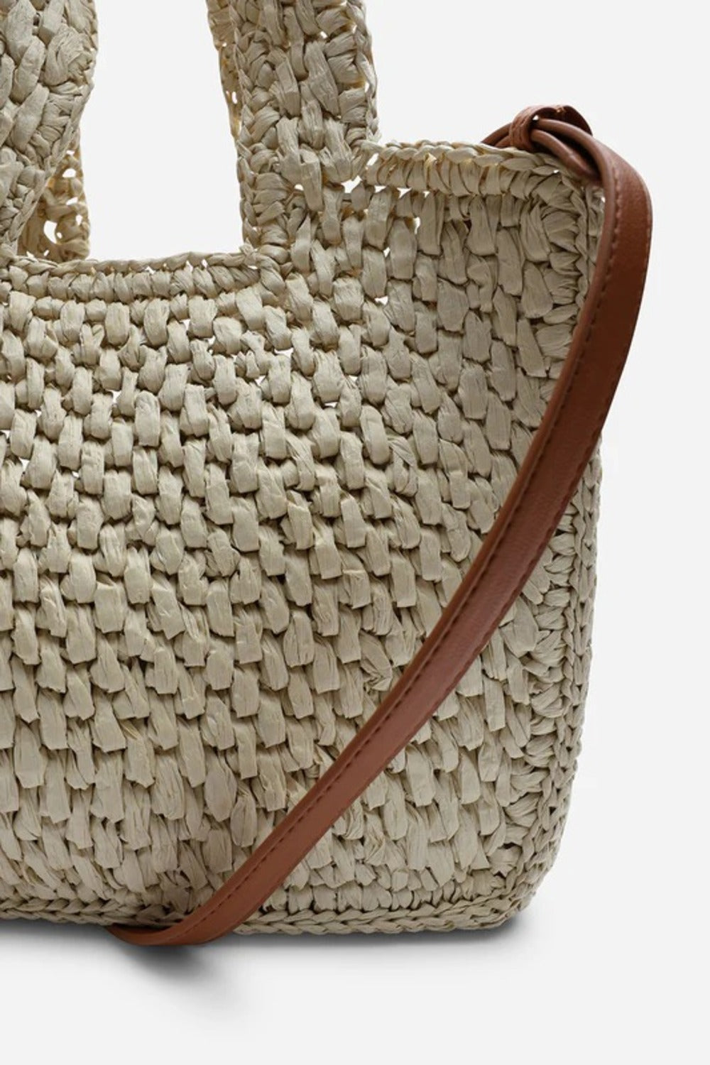 Woven Straw Tote Bag with Tan Strap – Wholesale Crossbody Bag