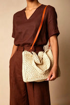 Woven Straw Tote Bag with Tan Strap – Wholesale Crossbody Bag