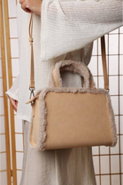 Wholesale Tote Bag with Cross Body Strap In Camel