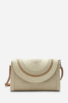 Woven Natural Raffia Fold-Over Clutch Bag