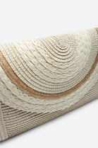 Woven Natural Raffia Fold-Over Clutch Bag