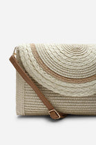 Woven Natural Raffia Fold-Over Clutch Bag