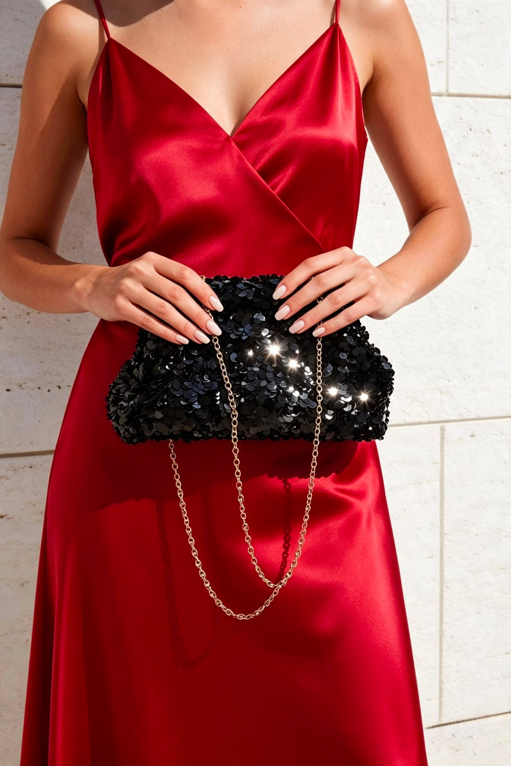 Black Sequin Cloud Clutch Bag - Wholesale Bulk Evening Handbag