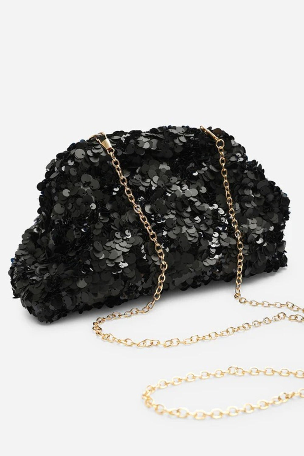 Black Sequin Cloud Clutch Bag - Wholesale Bulk Evening Handbag