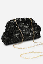 Black Sequin Cloud Clutch Bag - Wholesale Bulk Evening Handbag