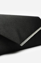 Wholesale Black Satin Rhinestone Trim Evening Clutch & Crossbody Bag