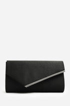 Wholesale Black Satin Rhinestone Trim Evening Clutch & Crossbody Bag