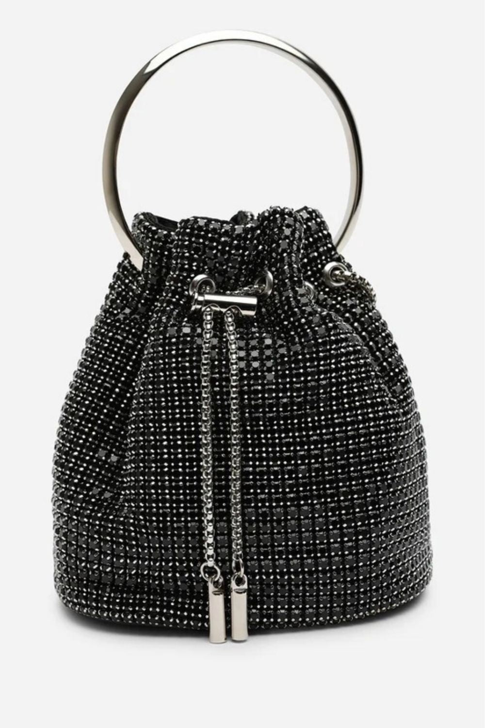 Women's Black Diamante Evening Bucket Bag