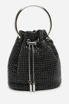 Women's Black Diamante Evening Bucket Bag