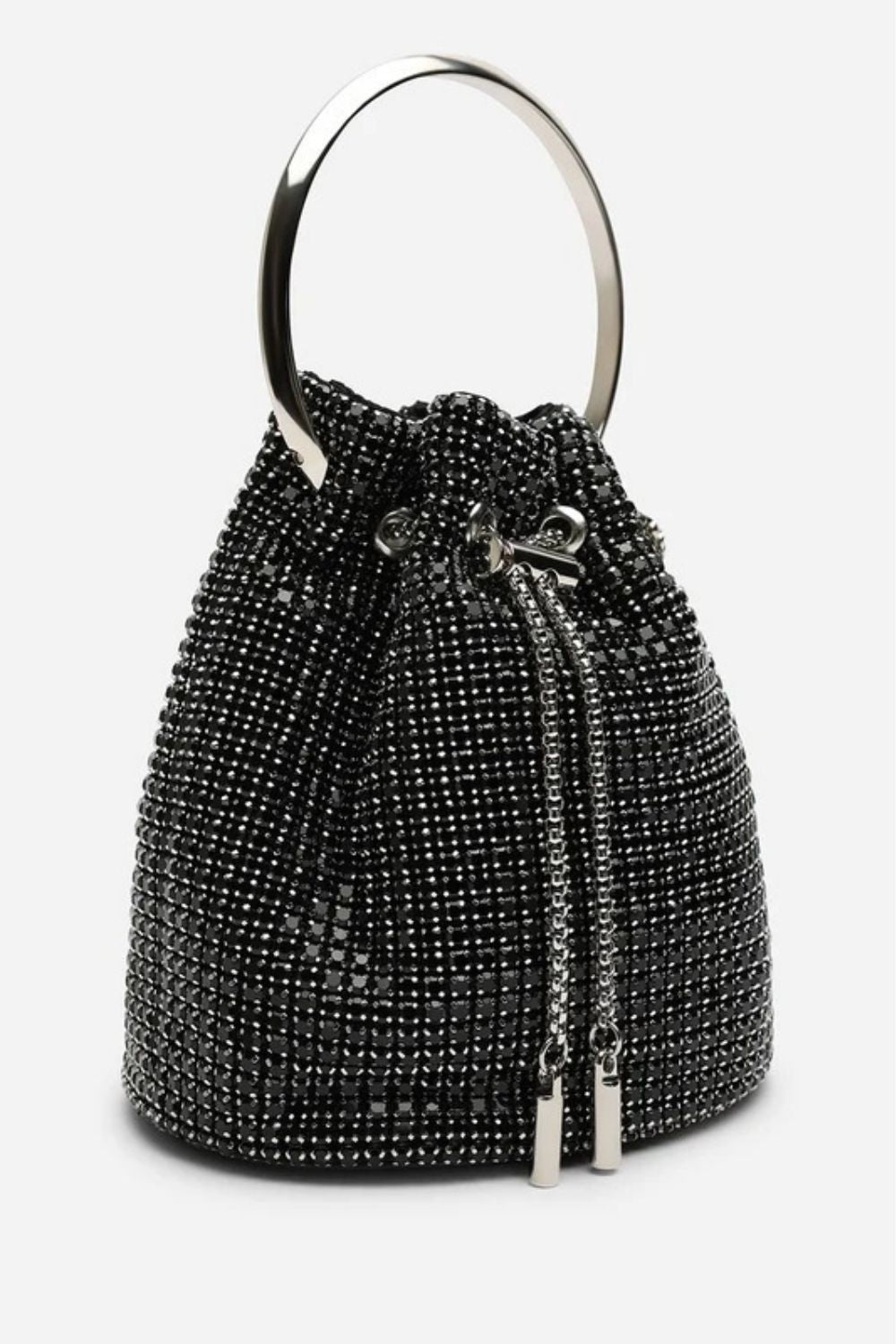 Women's Black Diamante Evening Bucket Bag