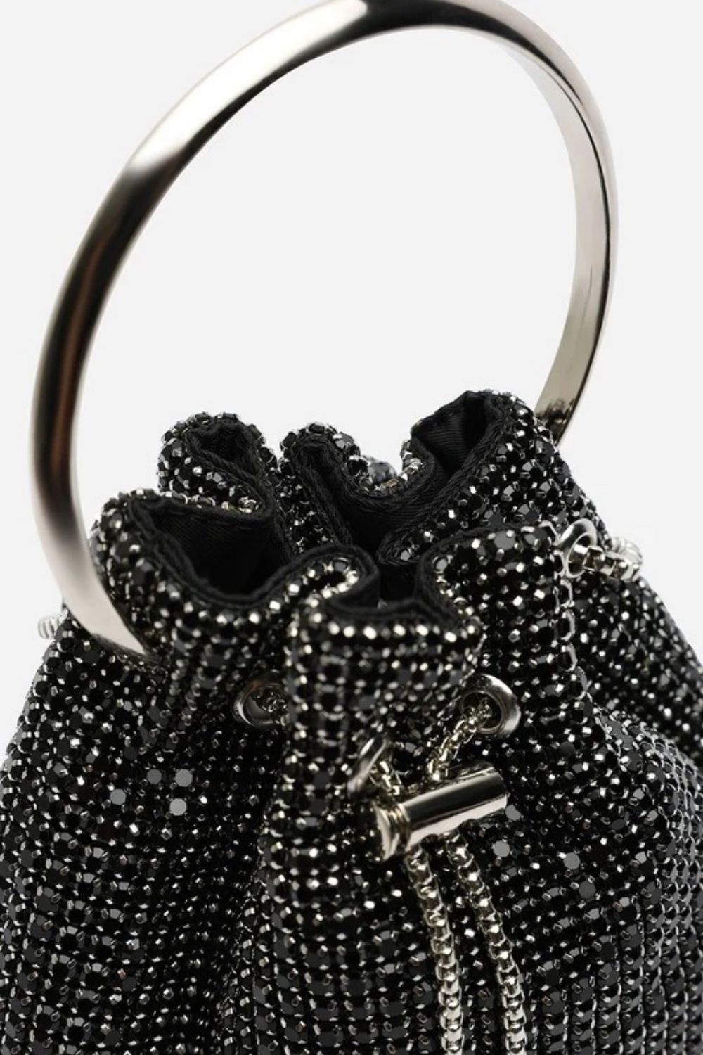 Women's Black Diamante Evening Bucket Bag