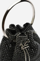 Women's Black Diamante Evening Bucket Bag
