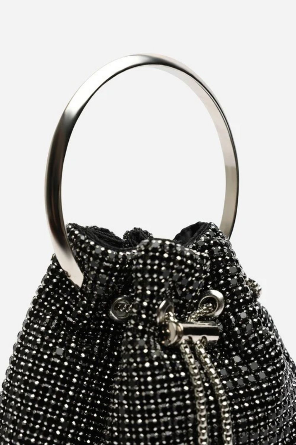 Women's Black Diamante Evening Bucket Bag