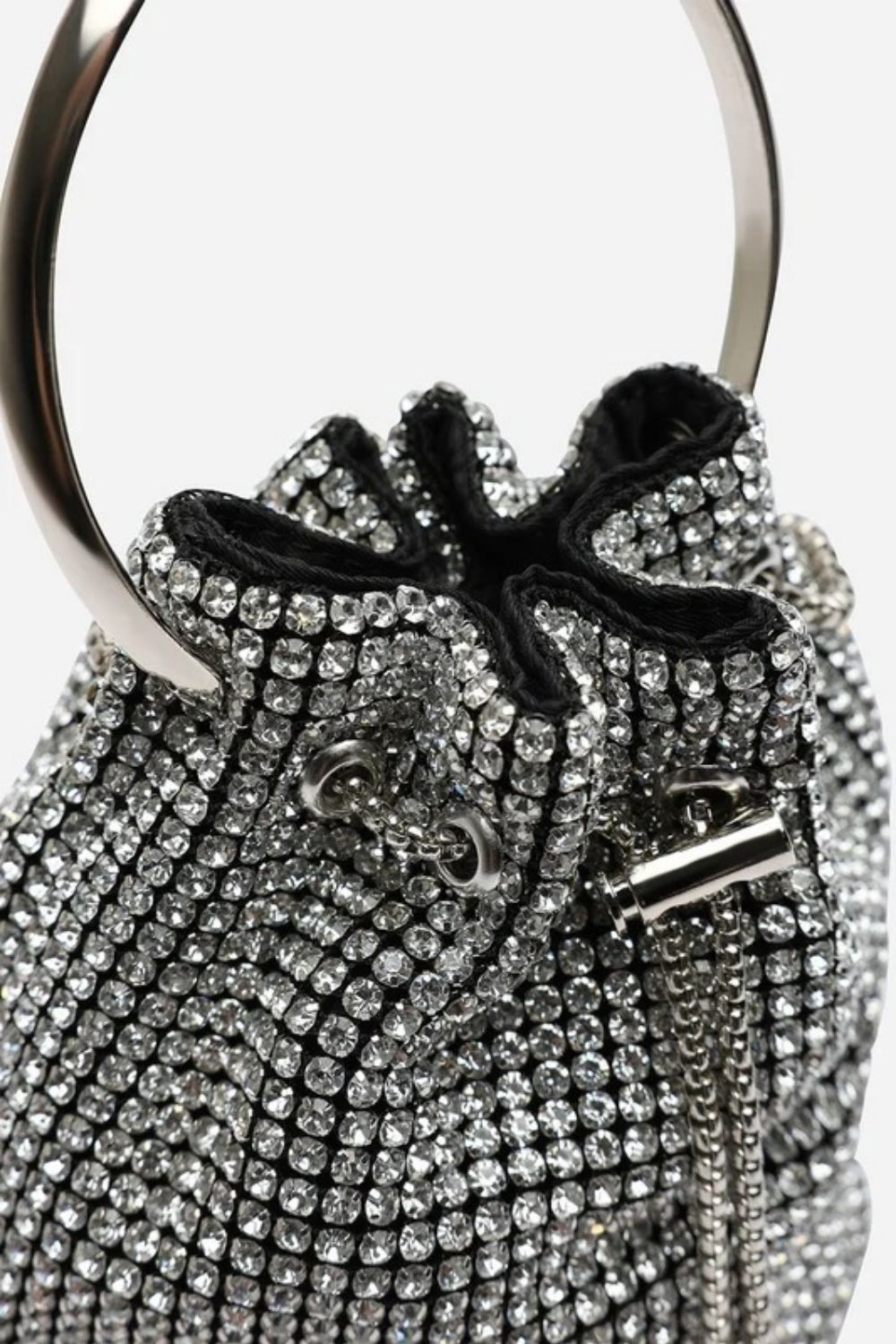 Women's Silver Diamante Evening Bucket Bag
