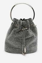 Women's Silver Diamante Evening Bucket Bag