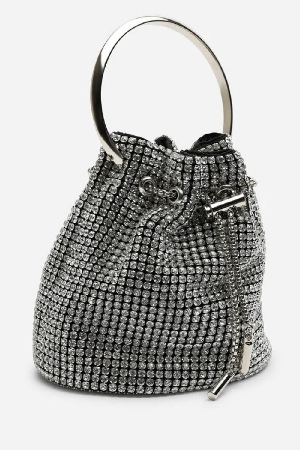 Women's Silver Diamante Evening Bucket Bag