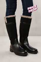 Fully Fur Lined Black Knee High Boots