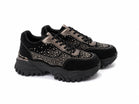 Women's Rhinestone Embellished Black Chunky Trainers | Wholesale Footwear