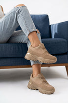 Women's Rhinestone Embellished Khaki Chunky Trainers | Wholesale Footwear