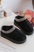 KIDS BLACK PATTERN DETAIL FAUX FUR SLIPPERS SIZE 25-30