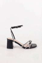 Women's Black Sparkling Rhinestone Strappy Block Heel Sandals | Bridal & Evening Collection