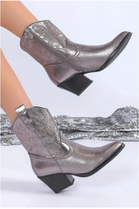Women’s Bronze Metallic Western Ankle Boots Cowgirl Booties