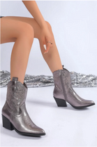 Women’s Bronze Metallic Western Ankle Boots Cowgirl Booties