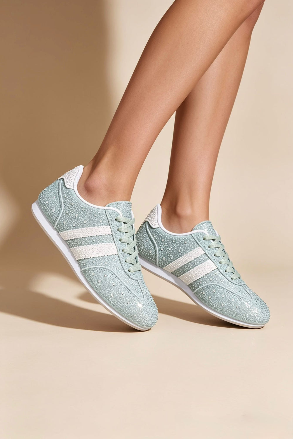 Crystal Embellished Comfort Trainers in Turquoise – Women’s Premium Wholesale Footwear
