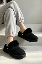 Cozy Fur Lined Mule Slippers in Black | Wholesale