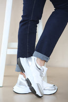 WHITE CHUNKY SOLE LACE UP TRAINERS