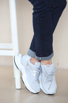 GREY CHUNK SOLE LACE UP TRAINERS