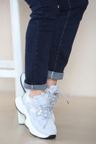 GREY CHUNK SOLE LACE UP TRAINERS