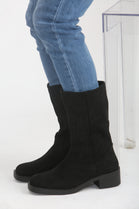 Black Suede Designer Calf High Flat Boot (PACK B)