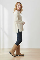 Camel Suede Designer Calf High Flat Boot