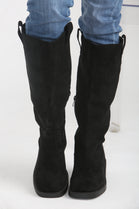 Black Suede Designer Knee High Flat Boot (PACK A)