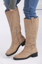 Camel Suede Designer Knee High Flat Boot (PACK A)
