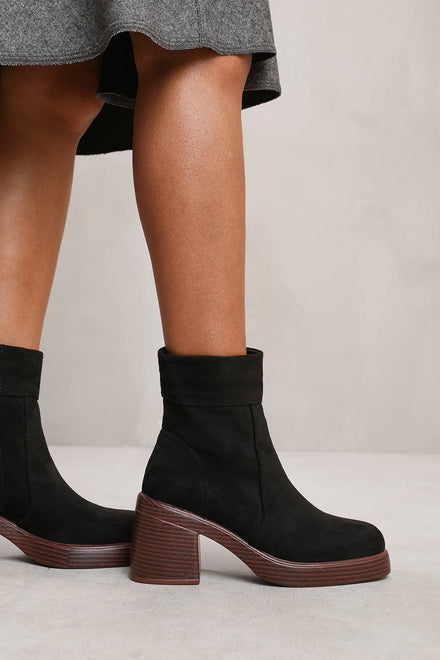 PREMIUM SUEDE ANKLE BOOTS IN BLACK