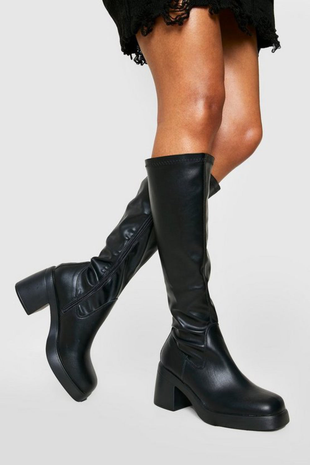 Calf high hot sale platform boots