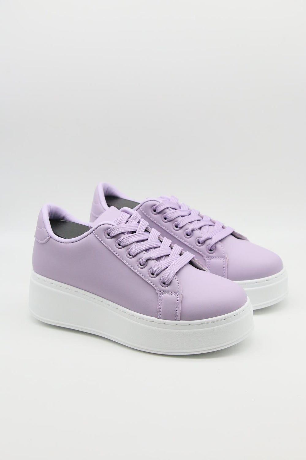 Women's Lace Up Purple Chunky Flat Casual Fashion Designer Trainers