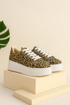 Women's Lace Up Leopard Chunky Flat Casual Fashion Designer Trainers