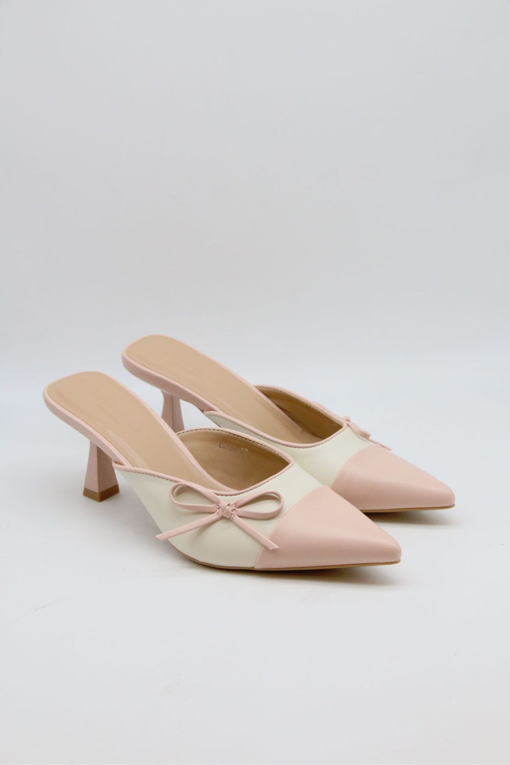 Women’s Pink Bow Detail Pointed Toe Mule Heels
