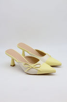 Women’s Yellow Bow Detail Pointed Toe Mule Heels