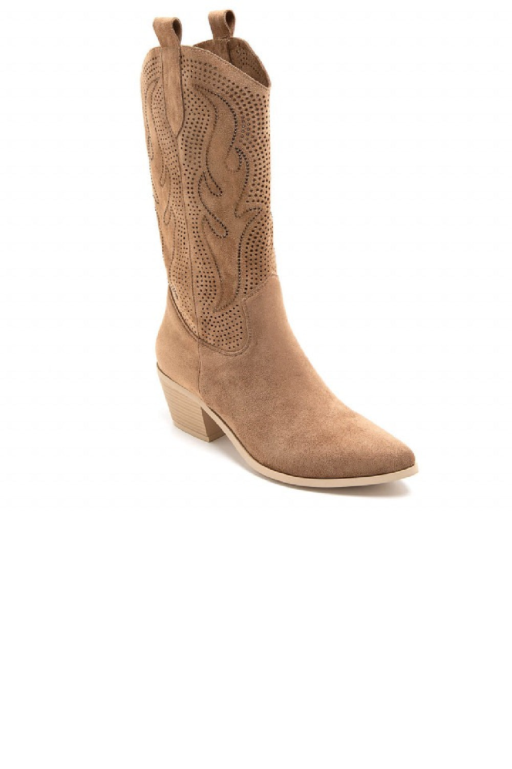 Camel Rhinestone Pattern Cowboy Western Boots