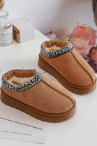 KIDS CAMEL PATTERN DETAIL FAUX FUR SLIPPERS SIZE 25-30