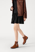 Women's Flat Lock Detail Chelsea Designer Ankle Boot in Camel